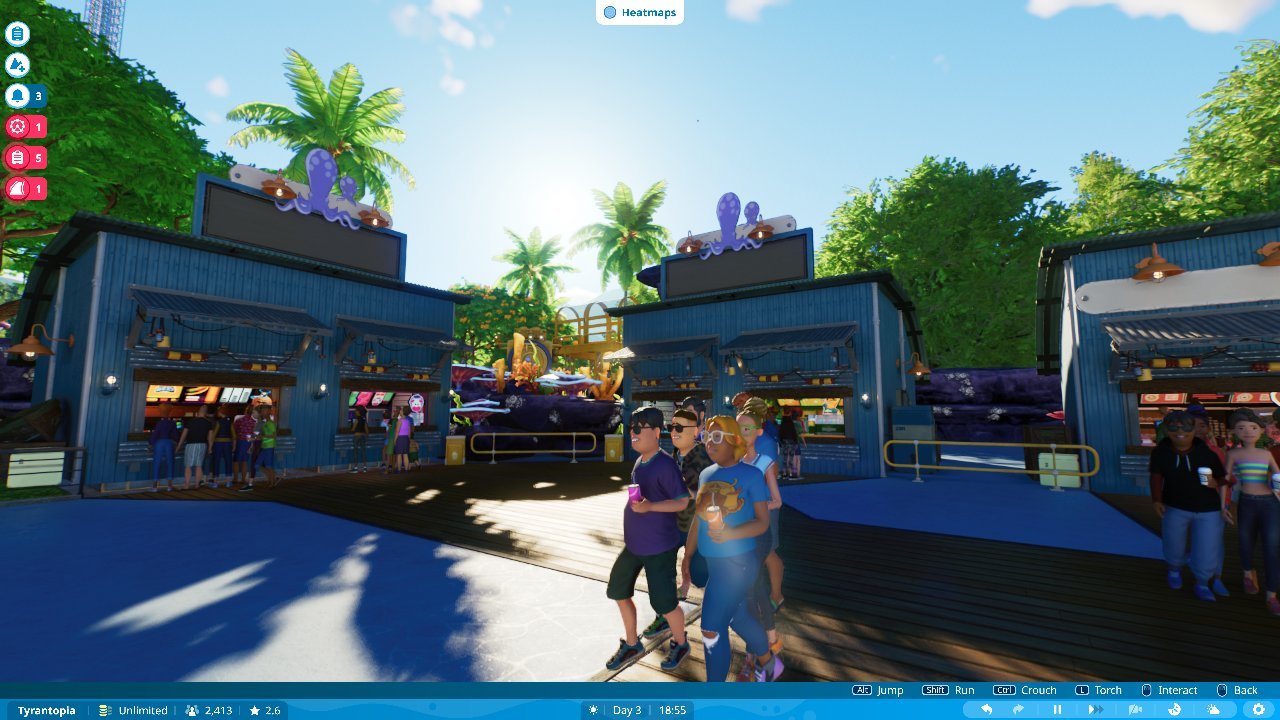 Crowded water park in Planet Coaster