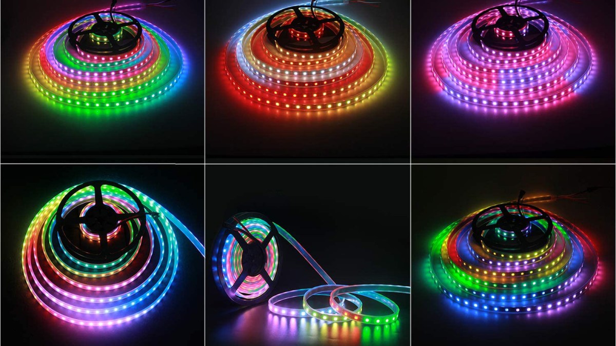 Colorful LED strip in spiral pattern