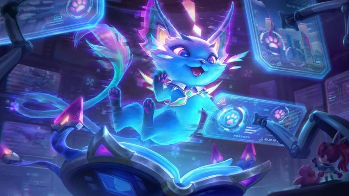 Glowing blue cybernetic cat