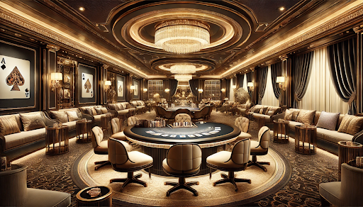 Luxury poker room with green table