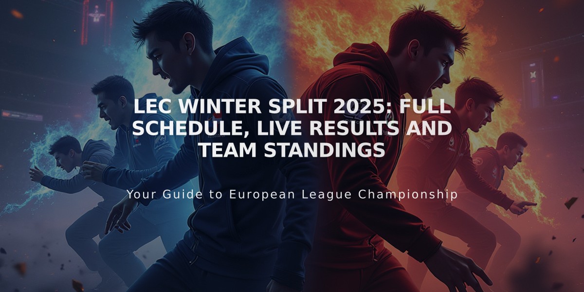 LEC Winter Split 2025: Full Schedule, Live Results and Team Standings