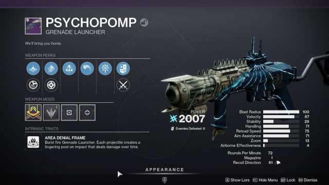 Psychopomp grenade launcher in Destiny 2