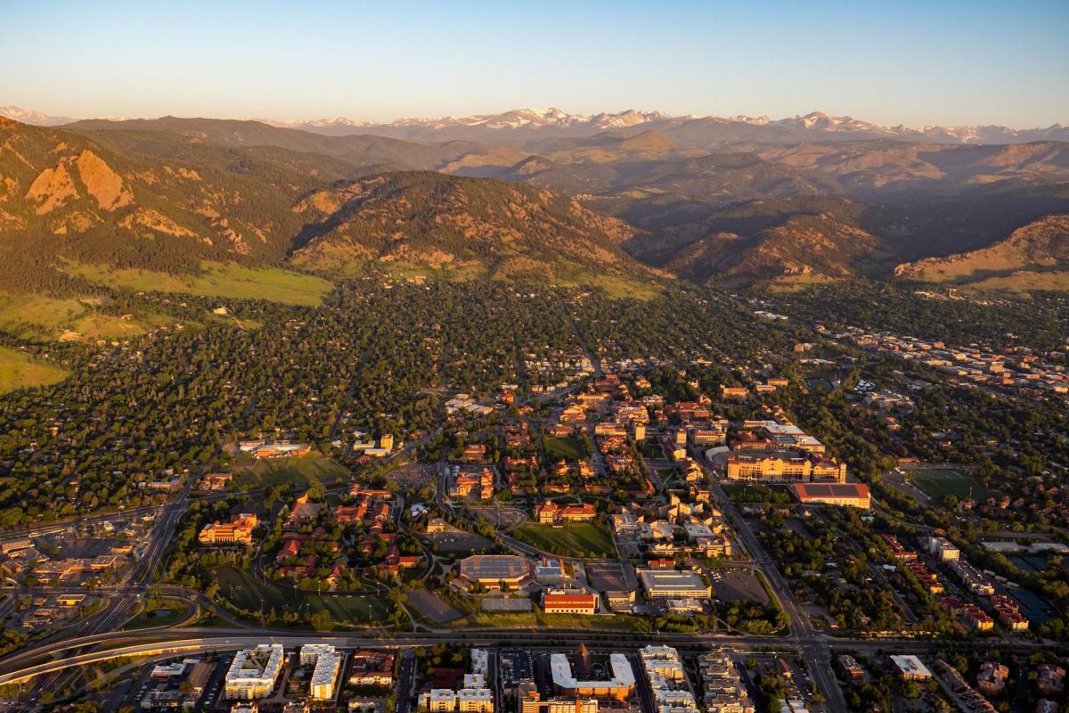 Aerial view of CU Boulder campus