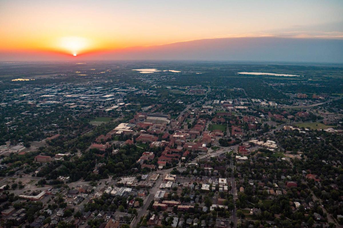 Aerial view of CU Boulder campus