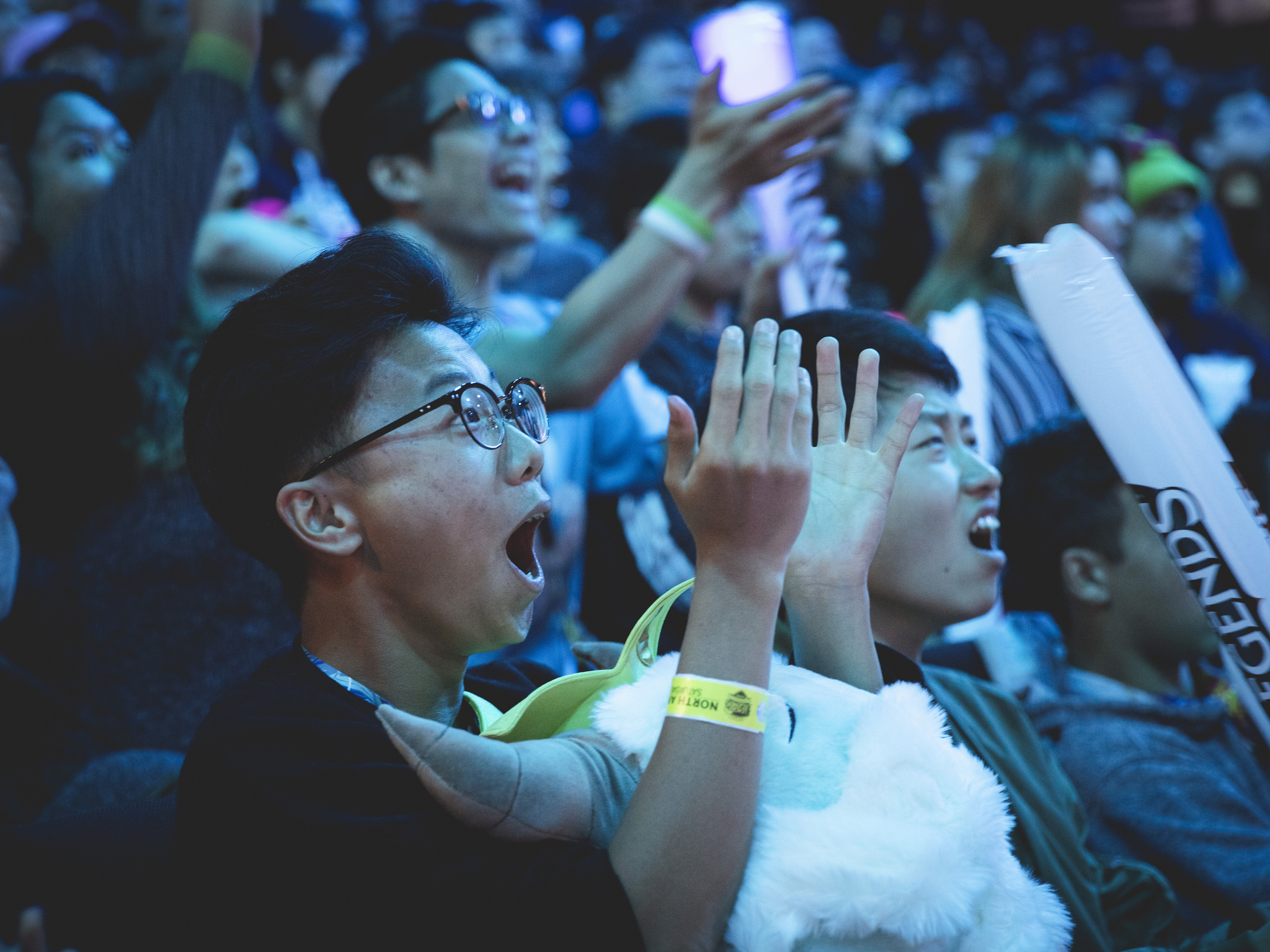 Esports crowd cheering at tournament