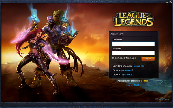 League of Legends login screen