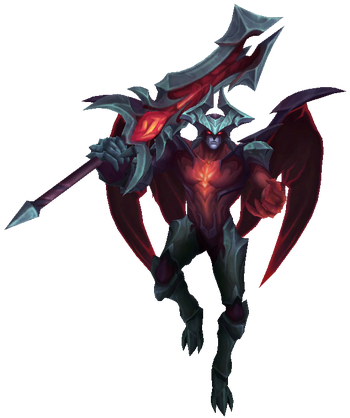 Aatrox with demonic wings and sword