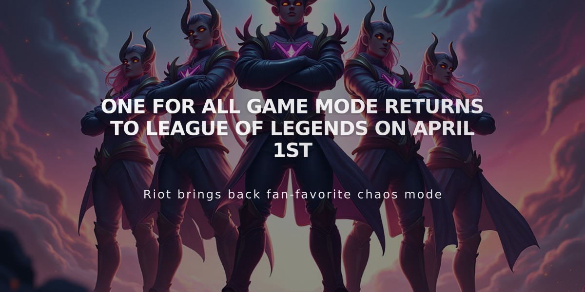 One For All Game Mode Returns to League of Legends on April 1st